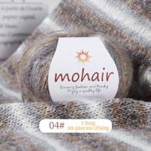 250g/Packung, 10 Stücke Farbverlauf Mohair Garn Kugeln, Zebra gestreifter Stil, DIY Strickmaterial für modische Hohlpullover, Schals, Mützen, Schals