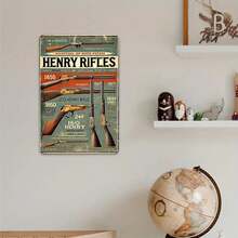 Vintage Henry Rifle Tin Metal Sign Poster Gun Advertisement Art Print Retro Firearms Decor For Gun Enthusiasts Hunters Collectors Man Cave Living Room Office Wall Art Gift Idea - Nhiều màu - Xem 2