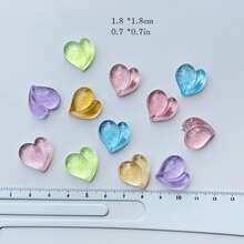 10 pièces Autocollants plats transparents en forme de cœur assortis, pour la fabrication de bijoux, les accessoires pour cheveux, la décoration artisanale (Bijouterie pour adultes de 14 ans et plus) - Multicolore - Voir 6