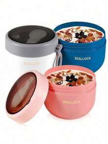 Breakfast Cup With Lid And Spoon, Lunch Box, Sealed Oatmeal Container, Portable Breakfast Container, Reusable Breakfast Cup, Microwave Breakfast Cup, Office Worker Portable Yogurt Cup With Lid And Spoon, Essentials, Christmas Decorations, Lotion Refill Bottle, Christmas, Christmas Decorations, Thanksgiving, New Year's Eve - Multicolor - View 11