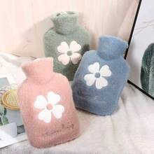 Bolsa de agua caliente con funda de peluche, capacidad de 500ml/1000ml, adecuada para compresas calientes y frías, calentador de manos y pies, ideal para aliviar los calambres menstruales, el dolor de cuello y hombros, un gran regalo para otoño e invierno