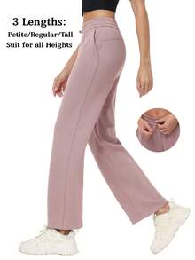 Women's Petite/Regular/Tall 3 Lengths Soft Rayon Sweatpants Breathable Pants With Adjustable Shockcord  Casual With Available Inseam - Màu Hồng baby - Xem 3