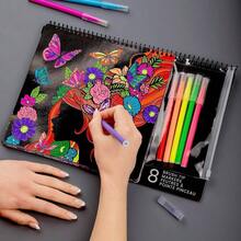Color Pop Set, Includes 18 Posters 8 Brush Tip Markers For Kids, Tweens Teens, Perfect For Arts Crafts, Coloring DIY Room Decor - Đa - Xem 9
