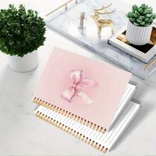 1 件 5.5 * 8.3 英寸粉色蝴蝶结螺旋笔记本，精装学院风横格日记本，搭配优雅的粉色丝带设计，适合办公室、学校和个人使用，是送给女性、教师、学生的理想礼物
