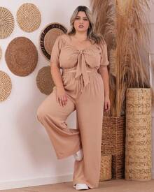 Plus Size Cropped And Pantaloon Set For Women - 裸體 - 查看 2