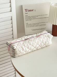 Bow Pattern Pink And Cute Quilted Makeup Bag,Hair Tool Pouch Organizer Bag,Large Capacity Travel Floral Cosmetic Bag Cute Pouch, Makeup Brushes Storage Bag For Women Autumn University Essentials Travel Essentials Holiday Vacation Travel Bag For Women Makeup Organizer Make Up Bag - Pink - View 8