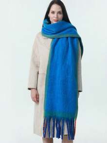 1pc Women's Gradient Scarf, Thick & Warm, New Design Shawl With Tassels, Versatile Neck Warmer For Students, Autumn/Winter