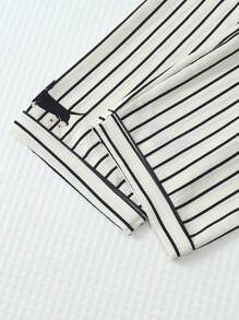 2 件女士秋冬腊肠犬印花睡衣套装，长袖纽扣领上衣和裤子，休闲睡衣家居服，秋季服装 - 黑與白 - 查看 7