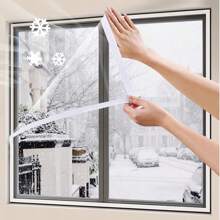 Cortina térmica de invierno, dispositivo de sellado de ventanas sin taladro, aislante y a prueba de viento, cortina transparente para uso doméstico con aire acondicionado, a prueba de viento, aislante del calor y del frío