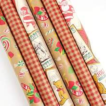 6pcs Mixed Colors Christmas And New Year Holidays Wrapping Paper Retro Kraft Paper Red Plaid Birthday Gift Party Gift Wrapping Paper