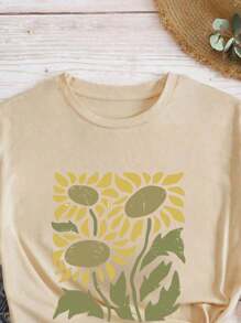 大码复古碎花衬衫，复古向日葵衬衫，野花T恤，波西米亚风T恤，植物印花衬衫，大码T恤，送给妈妈的礼物，图案T恤，女士上衣