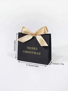 10/20PCS Merry Christmas Gift Box With Satin Ribbon Bow, Luxury Paper Treat Packaging For Holiday Parties, Candy, Cookies, Jewelry, Multi-Color Options Black Pink Kraft, Reusable Christmas Favor Box For Family Friends Celebration - 11.5X4.5X10cm - View 15