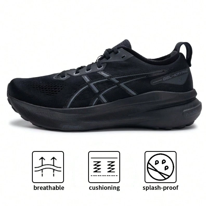 Asics GEL-KAYANO 31 Running Shoes, Cushioned & Responsive Mens Athletic Sneakers, City Jogging Training Road Shoes - Black/Black - View 1