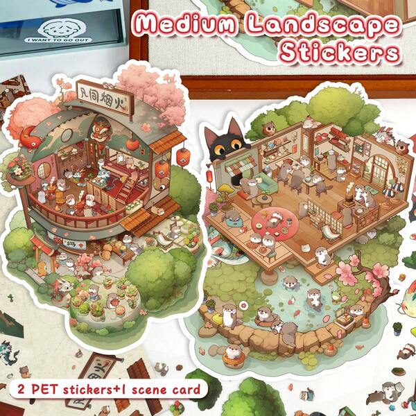 ملصقات مشهد DIY كبيرة الحجم الجديدة، ملصقات منظر طبيعي للكبار، ملصقات منزل، ملصقات ألبوم الصور، ملصقات منزل مصغر ثلاثي الأبعاد، ملصقات ألبوم الصور DIY، ملصقات منظر طبيعي، ملصقات مشهد، ملصقات دفتر، قابلة لإعادة الاستخدام، متوفرة بأحجام متعددة