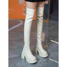 Women Over-The-Knee Boots - Beige Upgraded Version - View 2