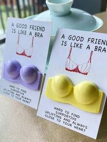 1pc Uplifting Encouragement Card: A Good Friend Is Like A Bra - Perfect For New Year, Carnival, Thanksgiving, Graduation, Christmas, Halloween, And Any Occasion - Resin Hug Card - Multicolor - View 5