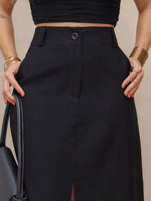 WOMEN'S MIDI SKIRT SP031 - 黑色 - 查看 4