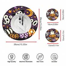 2 piezas/4 piezas/6 piezas Manteles individuales de silicona con estampado de elementos de Halloween, decoración de Halloween, adecuados para mesa de comedor, bar de café, decoración de temporada, manteles individuales lavables, decoración de habitación, posavasos, tapetes de drenaje, manteles de mesa de cocina y comedor, decoración de fiesta interior y exterior, decoración del hogar, regalo ideal - Multicolor - Ver 10