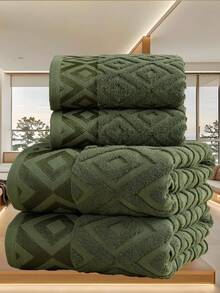 QIBHI 3/2/1pc Jacquard Solid Color Lightweight Thin Fabric Face Towel/Bath Towel, Soft Absorbent Terry Bathroom Towel, Multiple Sizes Available Shower Towels For Beaty Salon, Hotel Sports, Home Essentials, Towel, Skin Care Bath Towel Sheet