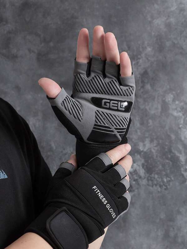 2 piezas Guantes de gimnasio para levantamiento de pesas con soporte para muñeca para hombres y mujeres, protección total de la palma, para levantamiento de pesas, entrenamiento, fitness, colgado, dominadas