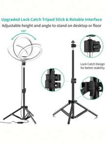 55cm Stand With 10-Inch Ring Light For Beauty Makeup LED Light With Flexible Tripod Stand & Phone Holder, Compatible With IPhone Android Phone Mobile Phone For Photo Selfie Video Recording Zoom Meeting, Interviews, Live Streaming, Vlog, Family Gatherings, Christmas Party Shooting, For Handheld Selfie, Outdoor Activities Suitable For Photography, Video Recording, Live Streaming, Zoom Meeting, With Stand Selfie Light