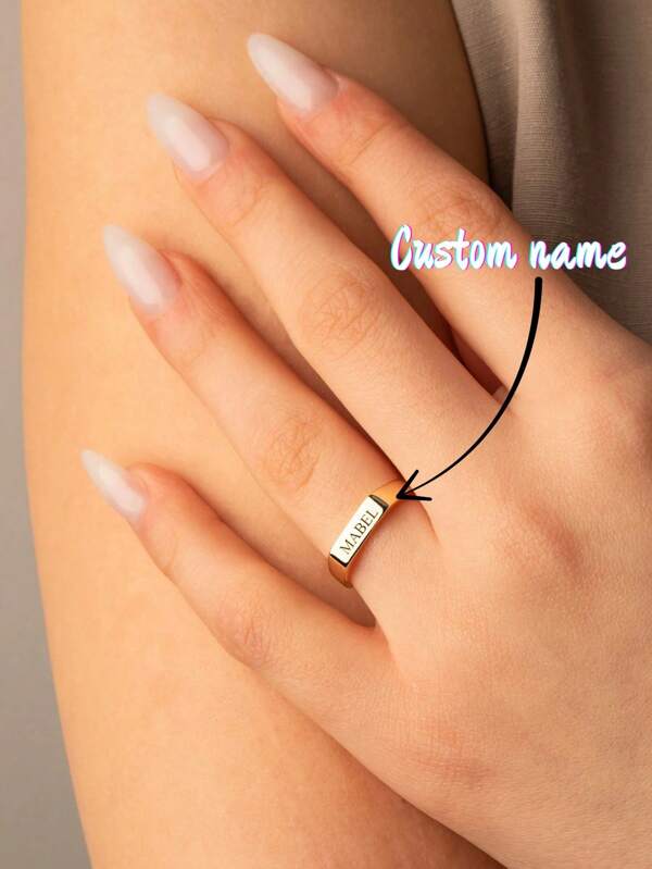 1PC Personalized Custom Name Ring, Engraved Signet Ring, Birthstone Name Ring, Stackable Ring, Gift For Her, Pinky Ring, Valentine's Day Gift