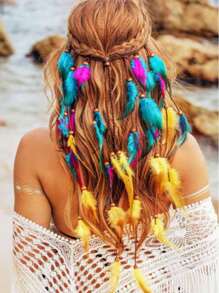 Bandana de mujer, diademas hippie, accesorios para el cabello con arcoíris, diadema bohemia con plumas, diadema turbante, banda deportiva, cinta para el cabello de moda