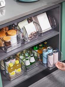 1 pieza/2 piezas Caja de almacenamiento tipo cajón para refrigerador, caja de almacenamiento transparente de acrílico para bebidas y aperitivos, caja de almacenamiento de alimentos, caja de almacenamiento de gran capacidad para frutas, verduras, huevos, botellas y latas, adecuada para refrigerador, congelador, gabinete, despensa, caja de almacenamiento de cocina y gabinete de almacenamiento, caja de almacenamiento de cocina reutilizable, accesorios de cocina - Multicolor - Ver 4