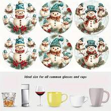 1 set/4 piezas/6 piezas Posavasos de barro de diatomeas con diseño de piñas navideñas y muñeco de nieve, posavasos de café, decoración multiusos para el hogar y restaurantes, regalos diarios, decoración de mesa, decoración diaria, decoración para fiestas temáticas, como regalos de Navidad