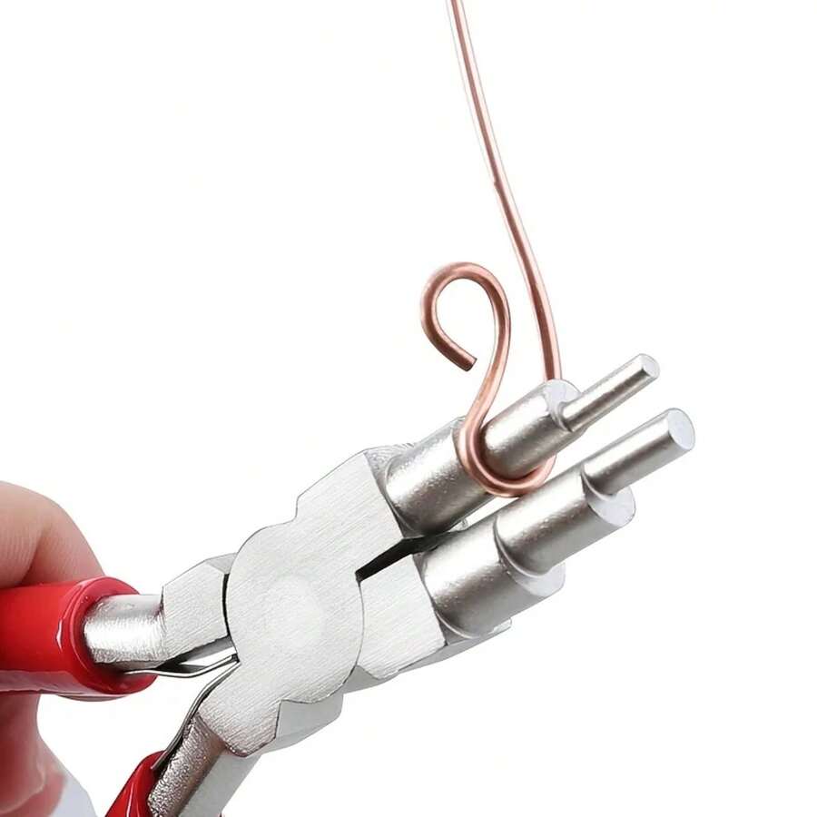 6" Alicates de Joyería de Acero al Carbono, Alicates de Punta Redonda y de Aguja para Anillos de 3-10mm, Alicates de Alambre DIY, Alicates de Joyería para Fabricación de Joyería - Rojo - Ver 1