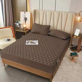 1 件床垫保护套（不含枕头和内芯），柔软舒适的纯色床上用品，适用于卧室和客房，采用深口袋设计