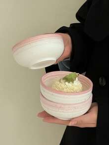 1pc Vintage Thick Pottery Dessert Plate, Creative Ceramic Round Plate For Afternoon Tea, Cake, Steak, Pasta, Breakfast, Western Dish, Tableware Set - Multicolor - View 6