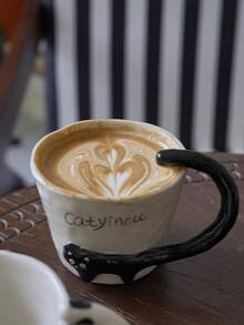 1 件复古手工釉面可爱 3D 猫陶瓷杯、咖啡杯、家用水杯、拿铁艺术杯、情侣礼物 - 彩色 - 查看 15