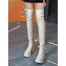 Women Over-The-Knee Boots - Beige Upgraded Version - View 5