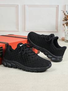 Zapatillas casuales negras básicas, transpirables, suaves, minimalistas y ligeras para hombres, adecuadas para la vida diaria, el transporte y los viajes al aire libre