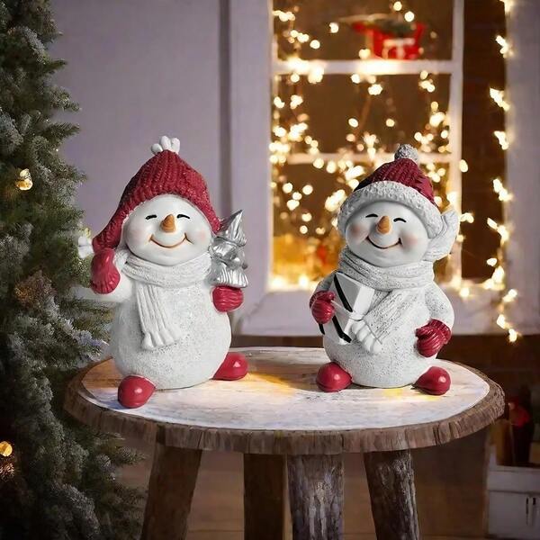 1PC Handmade Resin Classic Snowman Figurine - Christmas Themed Decorative Statues For Various Room Types ,Ideal For Christmas, Bedroom Decor, Home Decor,Courtyard Decoration,Christmas Gift,Christmas Decorations Home,Secret Santa Gifts.
