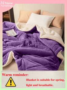 1 件深紫色牛奶绒和羔羊毛双层缝合超柔软传统法兰绒珊瑚绒毛毯，适用于沙发、办公室、卧室、旅行和露营，多功能四季毛毯，可机洗，适合男孩、女孩、学生宿舍 - 紫色 - 查看 2