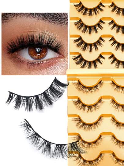 5 paires de faux cils naturels épais et moelleux bouclés, cils en vison dramatiques et ébouriffés, bandes de cils bouclés 8D plumeux pour un levage et une densité captivants des coins des yeux, convenant au maquillage quotidien, aux vacances, aux fêtes, à Halloween, aux cadeaux de Noël