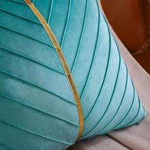 Pillows Sofa BedChristmas Green Velvet Throw Pillow Covers 18x18 Inch Pack Of 2 With Gold Leather Home Decorative Cushion Cases Luxury Modern Pillow Covers Sofa Bedroom Livingroom Car - Xanh nước biển - Xem 3
