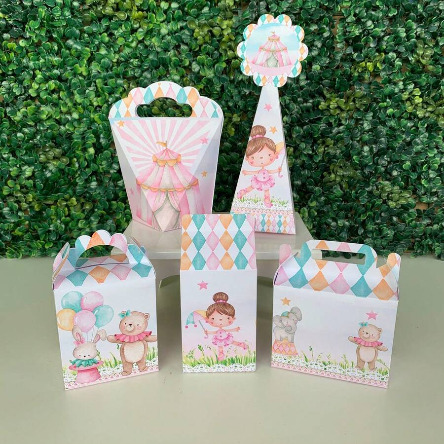 Kit Festa Circo Rosa - 20 Caixinhas Lembrancinha de festa Circo Rosa