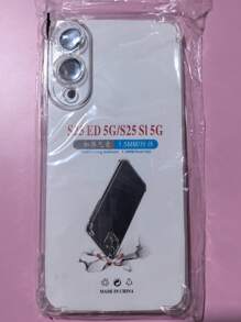 1pc Transparent Four-Corner Anti-Drop Case, Compatible With Samsung Series, Samsung Phone Transparent Four-Corner Anti-Drop Case, Phone Case, Protective Cover, Phone Shell, Phone Sleeve, Anti-Drop Phone Case, Transparent Phone Case, Minimalist Phone Case, Solid Color Phone Case, Transparent Phone Case, TPU Phone Case Anti-Drop (Military-Grade Anti-Drop)