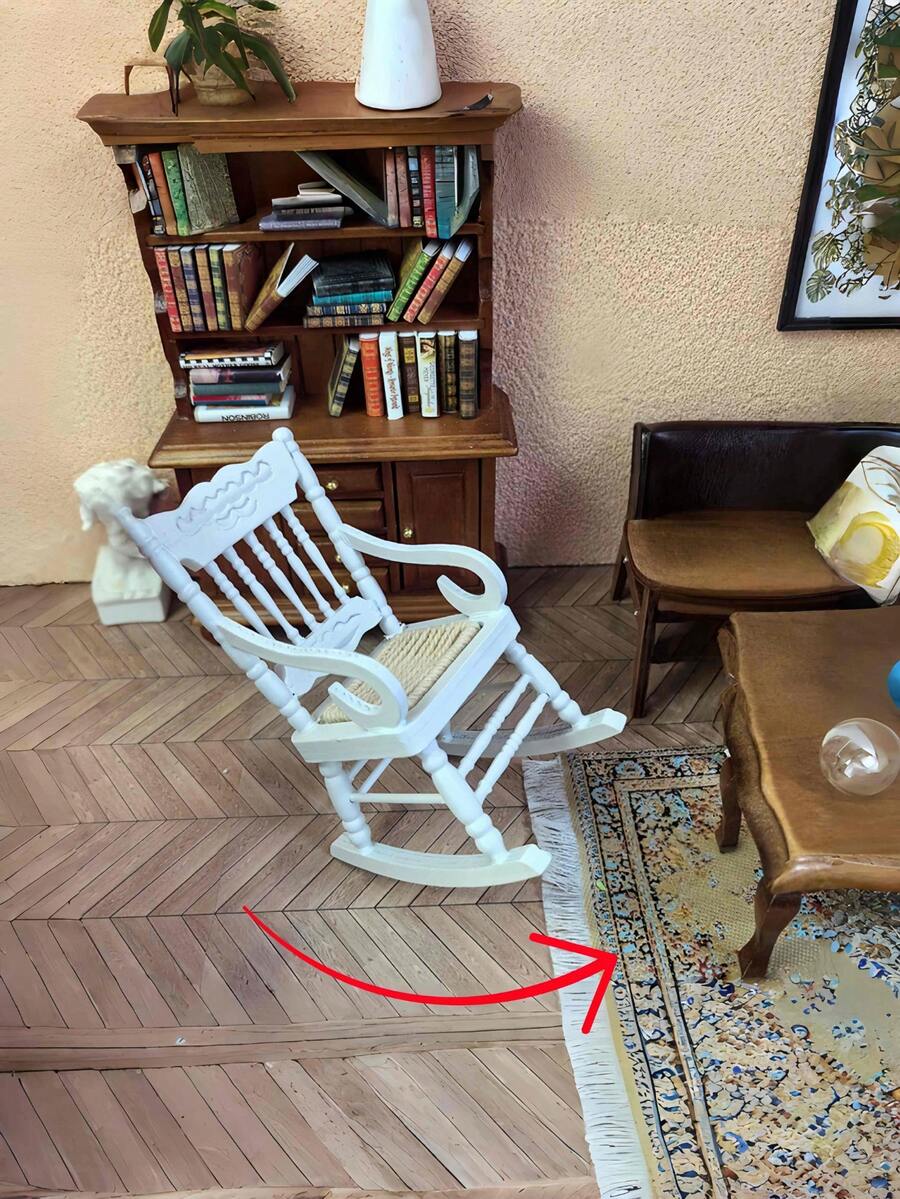 1 pieza Silla mecedora en miniatura de 4 pulgadas para casa de muñecas, decoración para el hogar/oficina, modelo de silla mecedora de lujo en miniatura, mini figura, artesanía de estantería, disponible en varios colores, mueble miniatura creativo, decoración de sobremesa, accesorio de escritorio de oficina, mini artesanía, decoración interior, accesorio para fotografía de escena - Multicolor - Ver 1