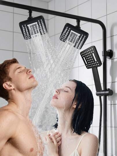 3pcs Shower Head Set, Top Spray Shower Head With High Pressure, Universal Handheld Shower Head, Suitable For Bathroom, Shower Room, Bathing