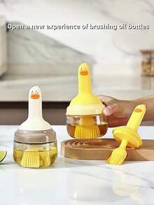 1 pieza Cepillo para barbacoa, cepillo de aceite resistente a altas temperaturas para el hogar, cepillo de silicona para aceite, botella de cepillo de aceite especial para hornear integrada