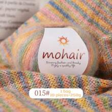 250g/Packung, 10 Stücke Farbverlauf Mohair Garn Kugeln, Zebra gestreifter Stil, DIY Strickmaterial für modische Hohlpullover, Schals, Mützen, Schals