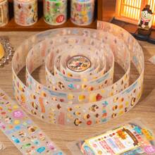 1卷/袋胶带、甜茶店系列、复古闪光砂PET模切胶带、剪贴簿用品、笔记本配件、装饰相框、电脑和手机壳、水杯、旧杂志、铅笔盒、桌面装饰贴纸、返校贴纸、学校用品