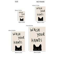 1 Vintage Funny Cat "Washing Hands" Canvas Art Print Posters , Modern Style Wall Arts Decoration Painting, Suitable For Bathroom, Living Room, Bedroom, Office, Home Decoration- Optional Frame