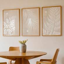 3pcs, Unframed, Boho Neutral Beige Palm Leaves Print, Botanical Wall Art, Abstract Posters, Modern Minimalist Gallery Wall Prints, Wall Decor, Canvas Art For Living Room, Bedroom, Kitchen, Home Office, Cafe, Bar, Dorm, Hallway, Home And Room Decoration