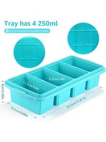 Silicone Freezer Tray With Lid - Silicone Freezer Food Molds- Large Ice Cube Tray,Silicone Freezer Container,Freeze & Store Soup, Sauce, Broth,Leftovers - Makes 4 Perfect 1 Cup - 2 Gói-Màu xanh nước biển - Xem 7