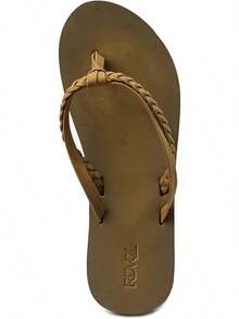 Women's Braided Beach Sandals |   Classic Synthetic Leather Flip Flop Casual PU Shoe - 性感的駱駝 - 查看 4